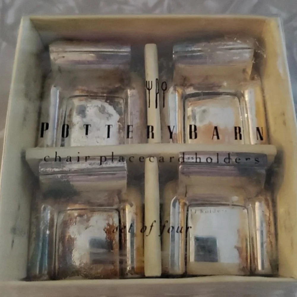 Pottery Barn Silver Chair Placecard Holders‎ Set with original box 8 of these.